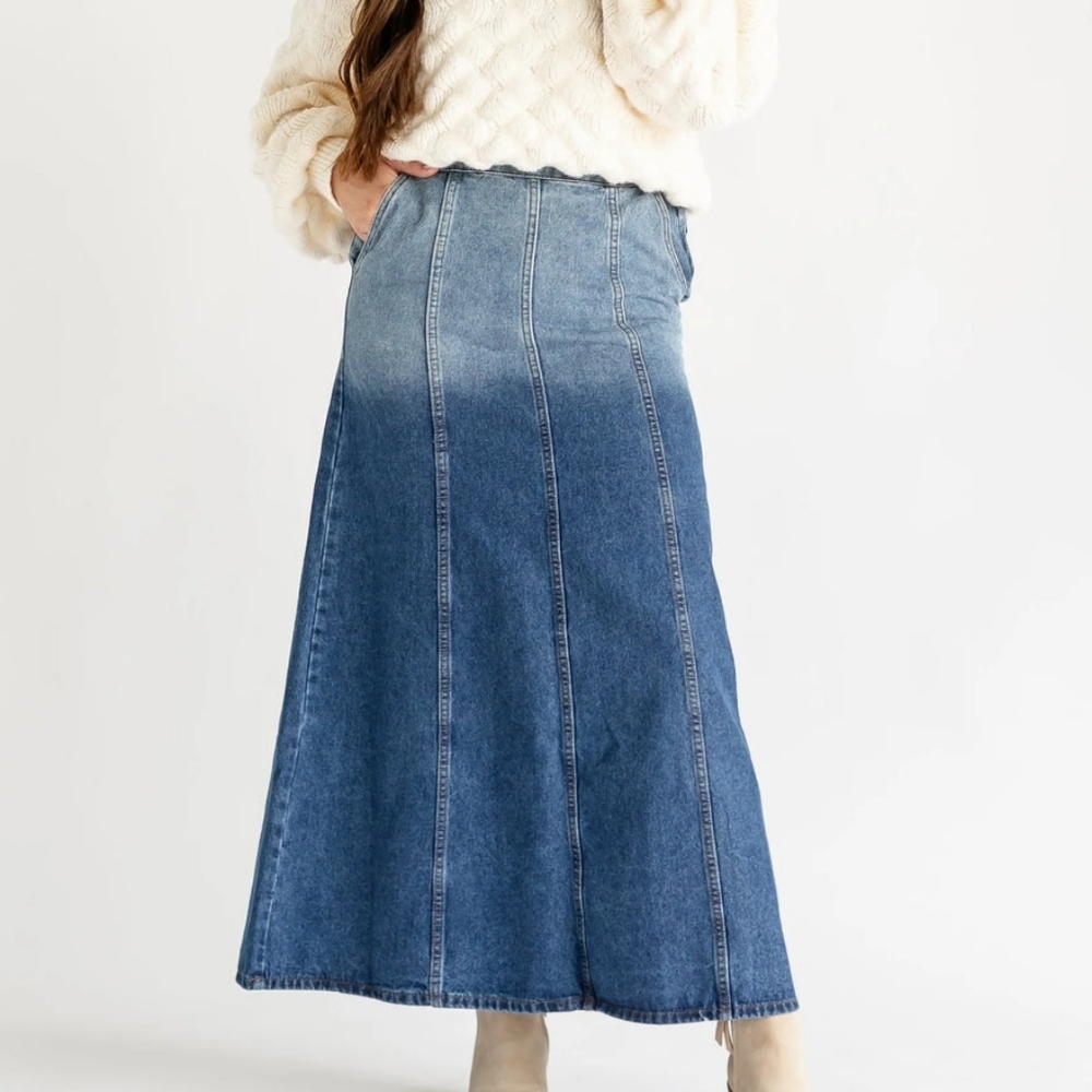 Inherit Clothing Co. Holly Paneled Denim Maxi Skirt Plus Size 18